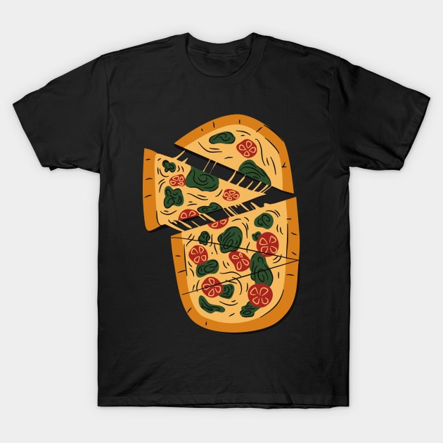 Italian Vegan Pizza T-Shirt by InkyArt
